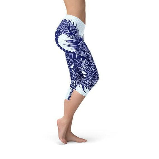Womens Japanese Dragon Capri Leggings - Wear and Wander