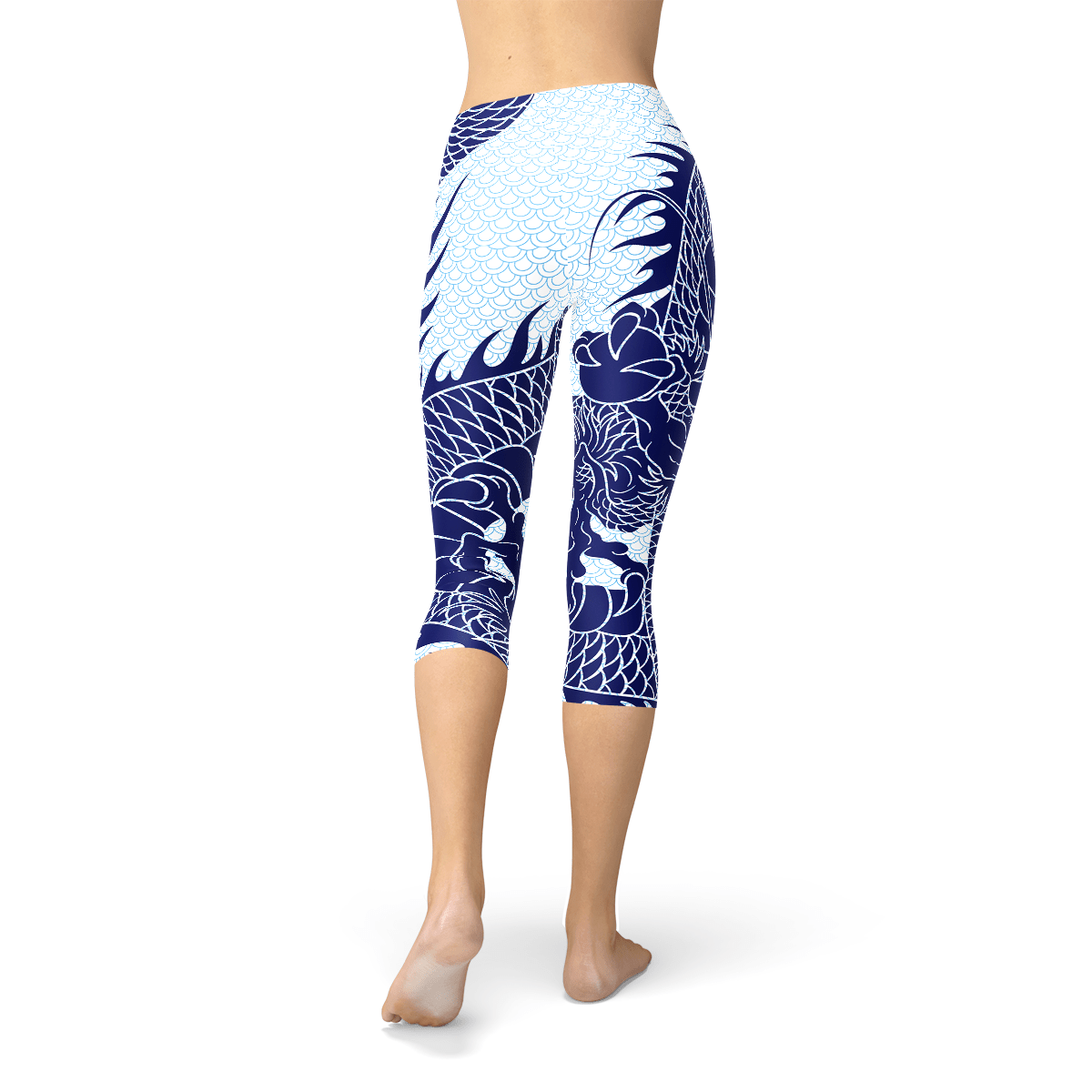 Womens Japanese Dragon Capri Leggings - Wear and Wander