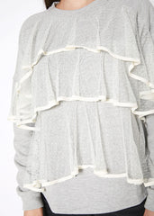 Women's Layered Lace Front Crewneck Sweatshirt - Wear and Wander