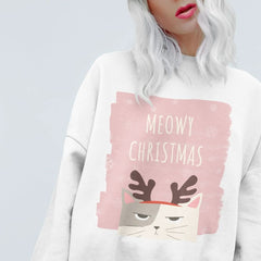 Womens Meowy Christmas Sweatshirt - Wear and Wander