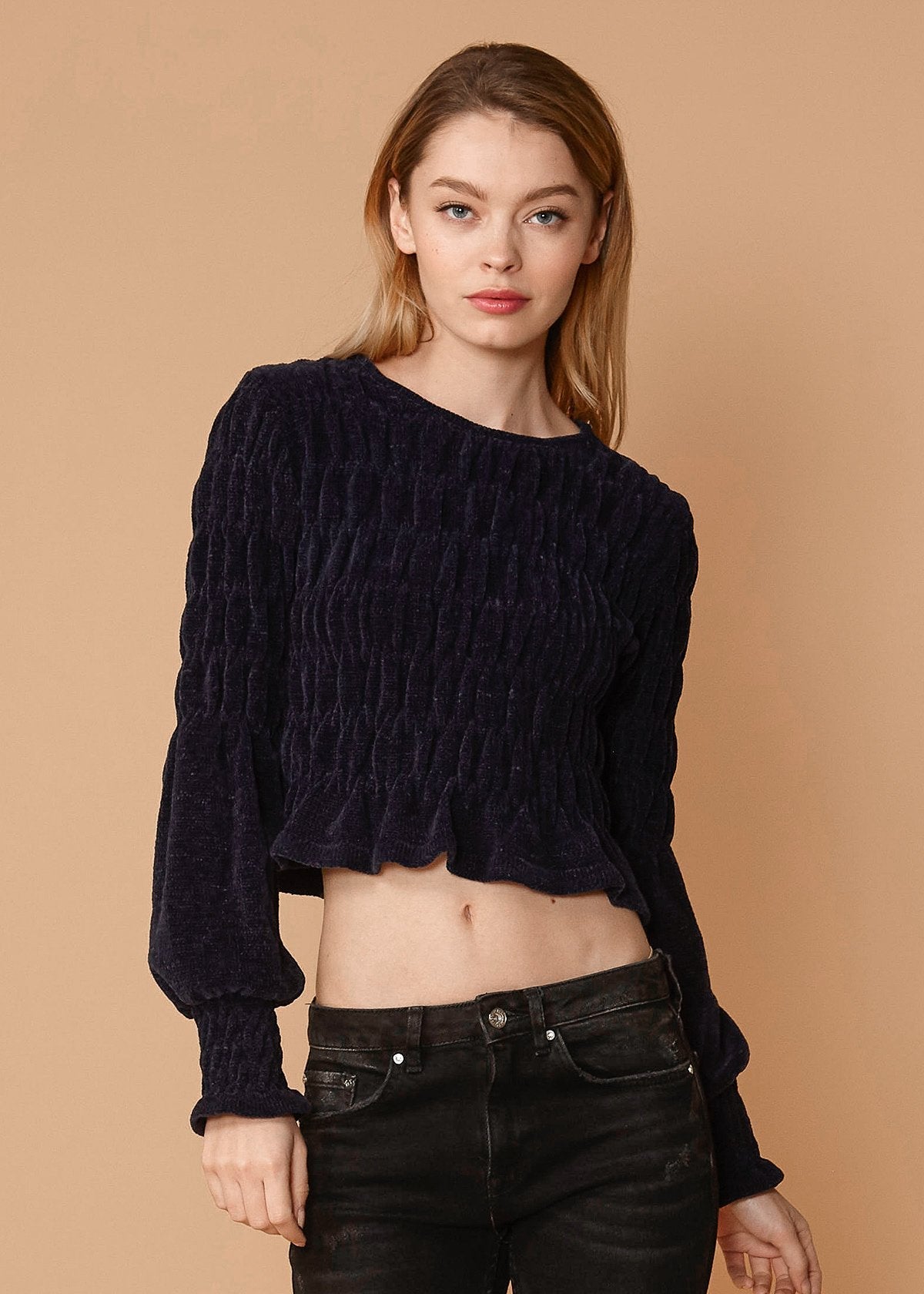 Women's Midnight Peplum Sweater in Midnight - Wear and Wander