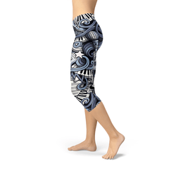 Womens Music Blue Capri Leggings - Wear and Wander