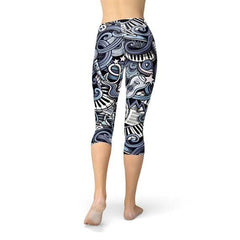 Womens Music Blue Capri Leggings - Wear and Wander
