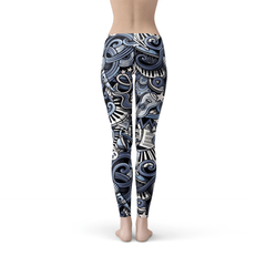 Womens Music Blue Leggings - Wear and Wander