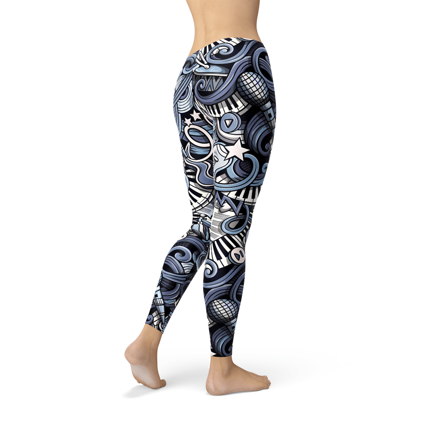 Womens Music Blue Leggings - Wear and Wander