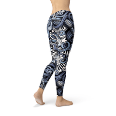 Womens Music Blue Leggings - Wear and Wander