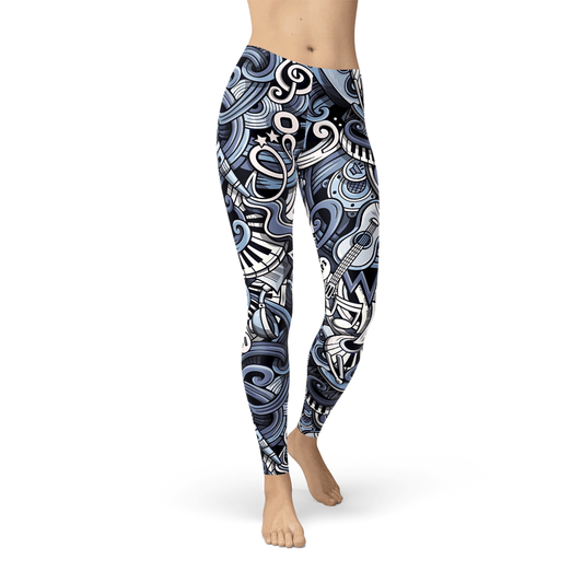 Womens Music Blue Leggings - Wear and Wander