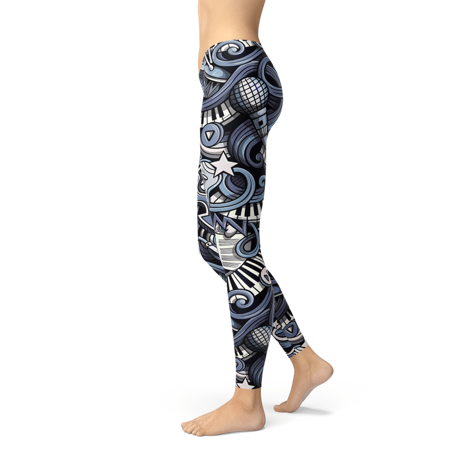 Womens Music Blue Leggings - Wear and Wander