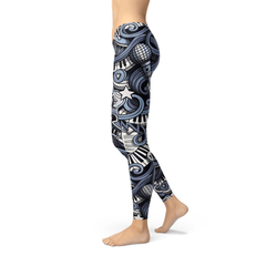 Womens Music Blue Leggings - Wear and Wander
