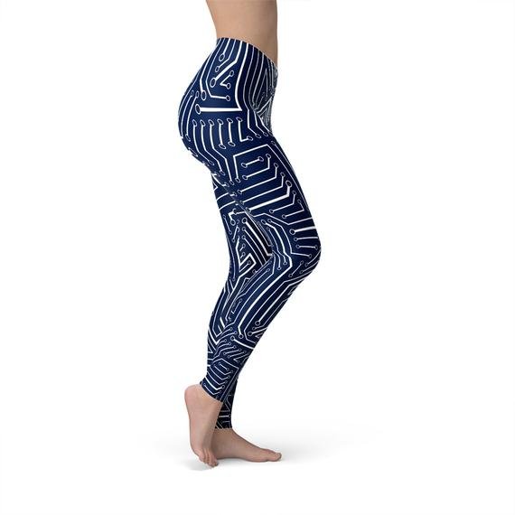 Womens Navy Blue Circuit Leggings - Wear n Wander