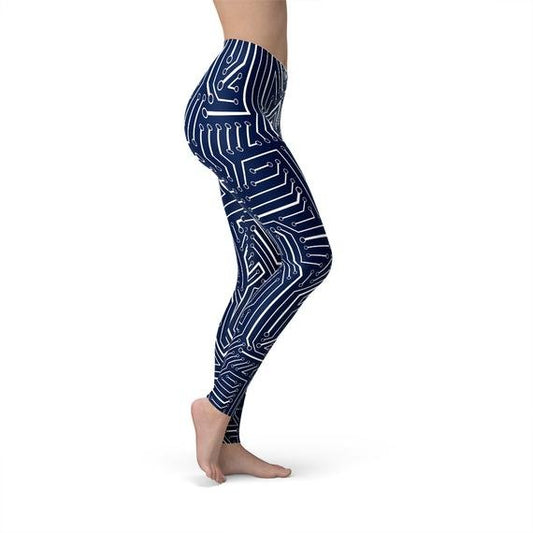 Womens Navy Blue Circuit Leggings - Wear n Wander