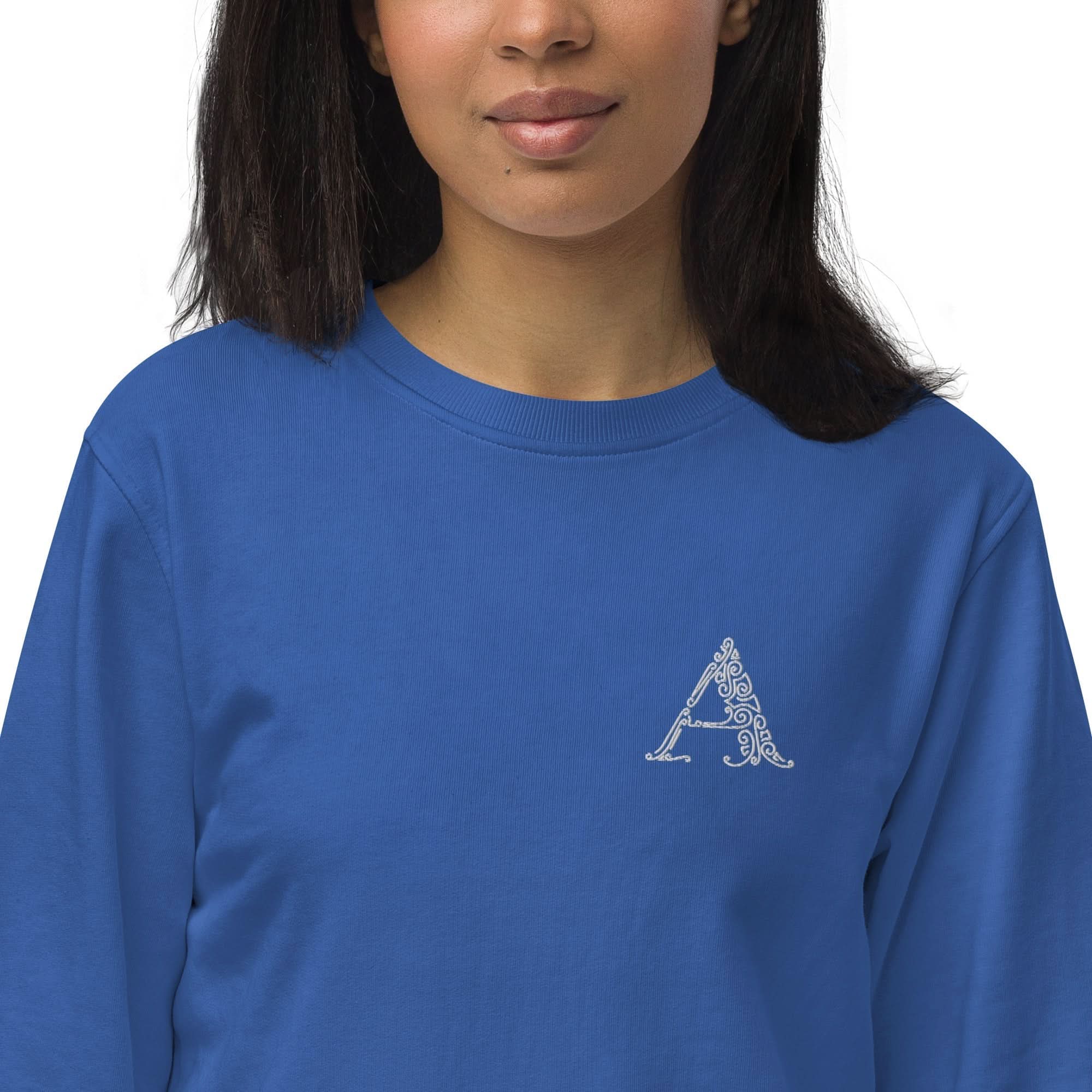Womens Organic Sweatshirt, a Monogram - Wear and Wander