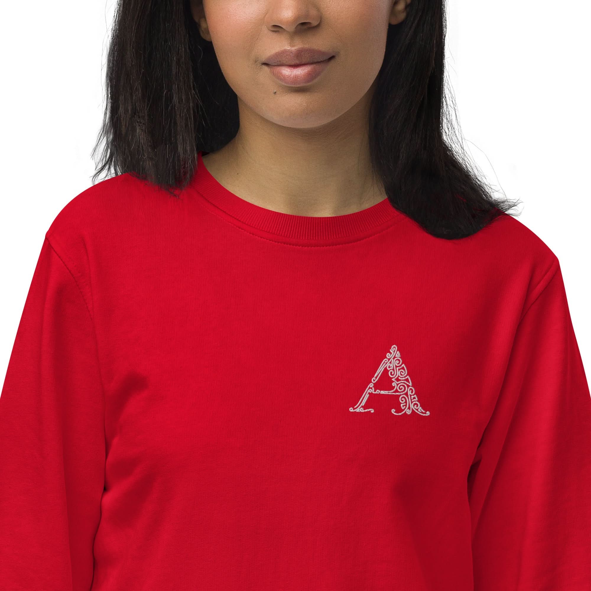 Womens Organic Sweatshirt, a Monogram - Wear and Wander