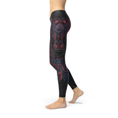Womens Oriental Black Wolf Leggings - Wear and Wander