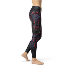 Womens Oriental Black Wolf Leggings - Wear and Wander