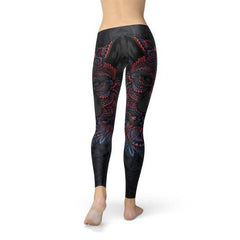 Womens Oriental Black Wolf Leggings - Wear and Wander