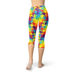 Womens Rainbow Houndstooth Capri Leggings - Wear n Wander