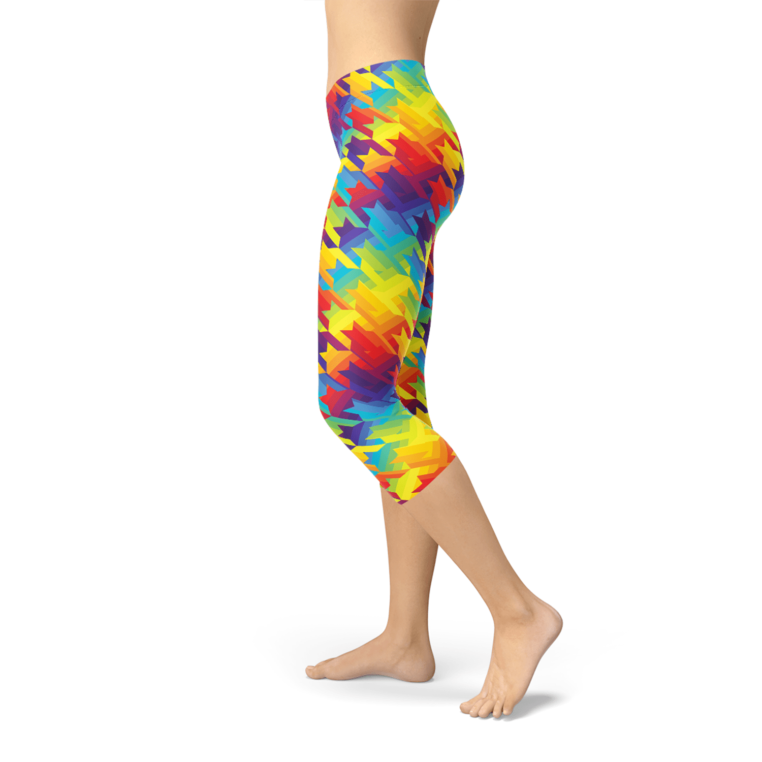 Womens Rainbow Houndstooth Capri Leggings - Wear n Wander