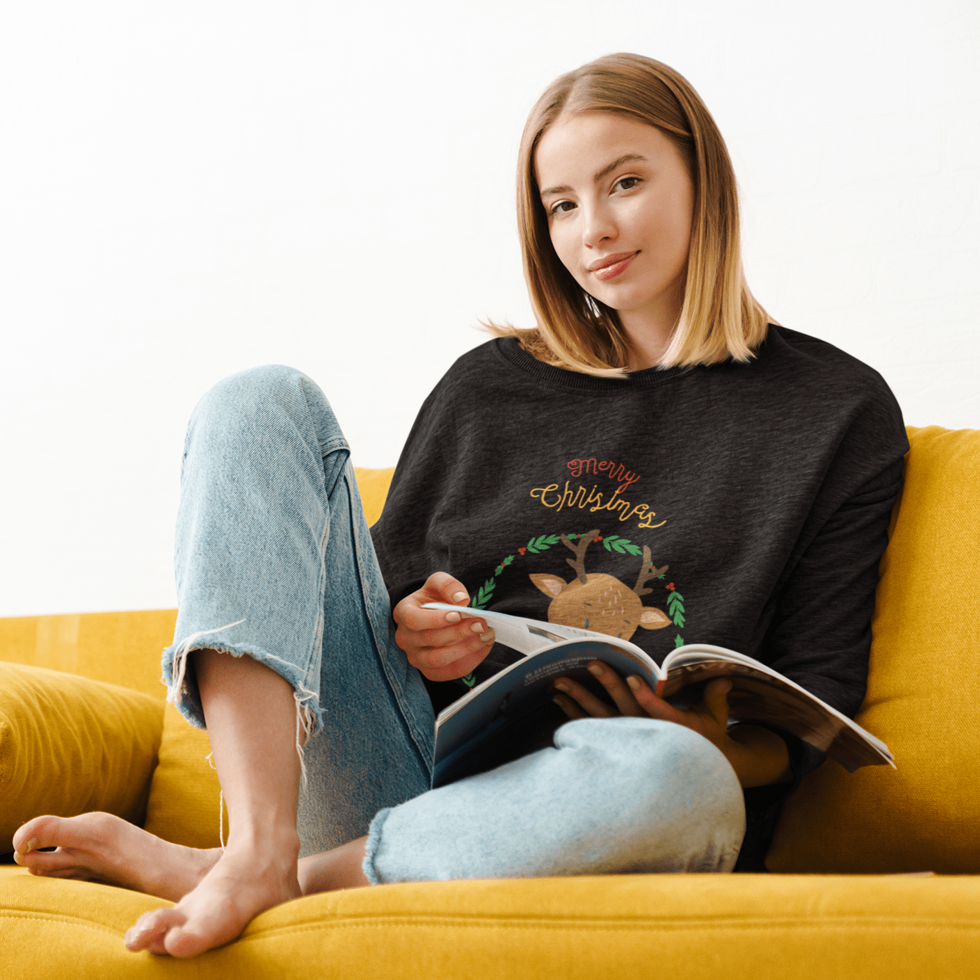 Womens Reindeer Crewneck Sweatshirt - Wear and Wander