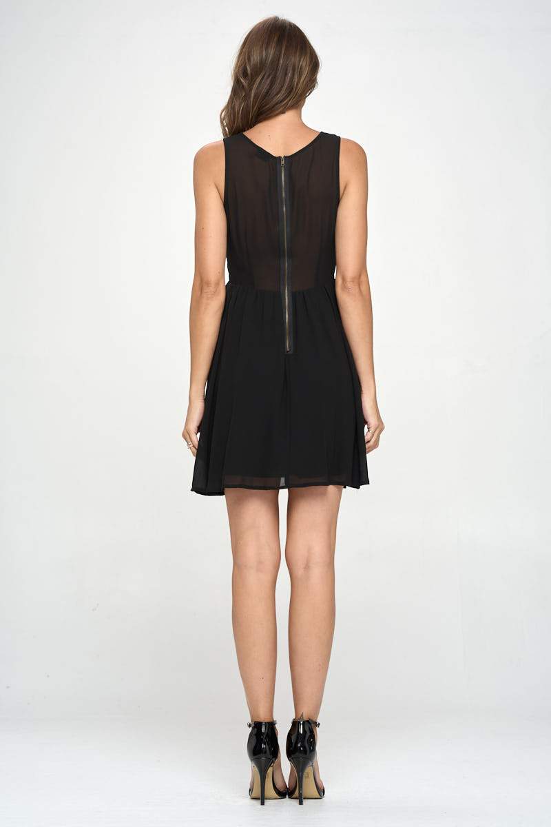 Women's Sleeveless Laser - Cut Fit and Flare Dress - Wear and Wander