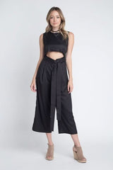 Women's Sleeveless Tie Jumpsuit with Slit - Wear and Wander