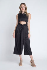Women's Sleeveless Tie Jumpsuit with Slit - Wear and Wander
