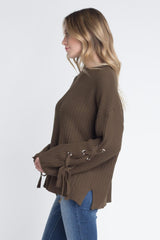 Women's Solid Bandage Sleeve Loose Pullover - Wear and Wander