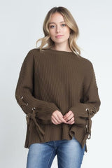 Women's Solid Bandage Sleeve Loose Pullover - Wear and Wander