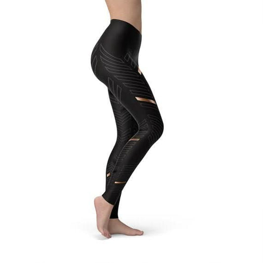 Womens Sports Stripes Black Leggings - Wear and Wander