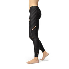 Womens Sports Stripes Black Leggings - Wear and Wander