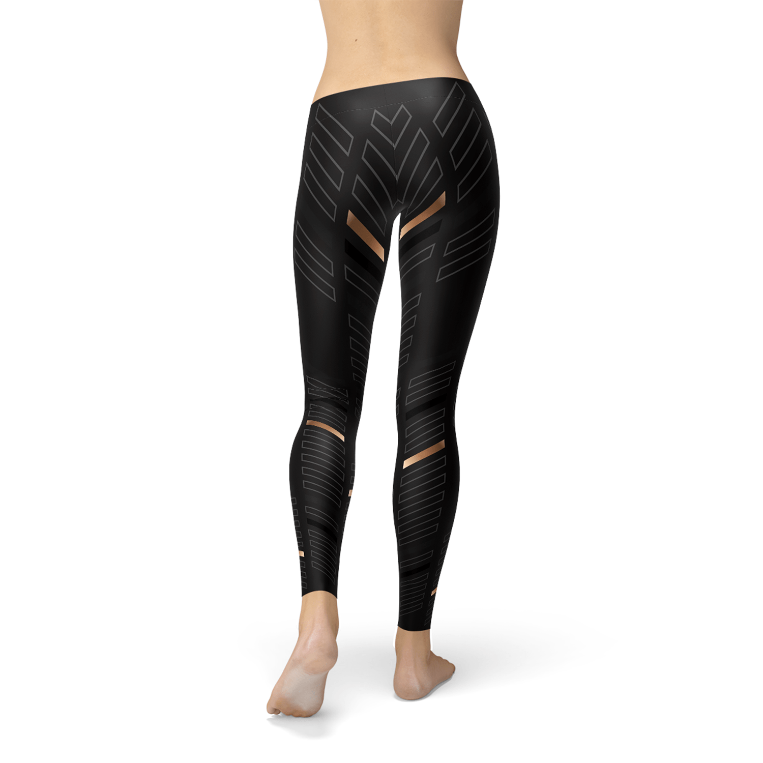 Womens Sports Stripes Black Leggings - Wear and Wander