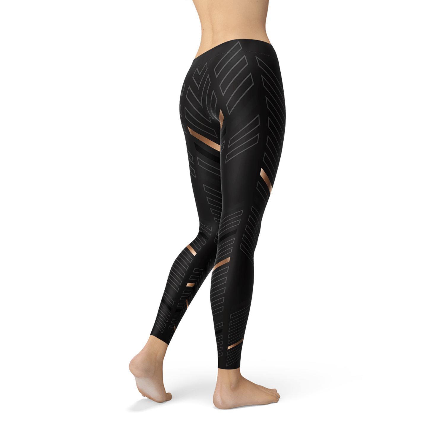 Womens Sports Stripes Black Leggings - Wear and Wander