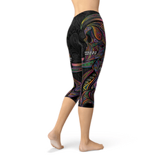 Womens Sugar Skull Capri Leggings - Wear and Wander