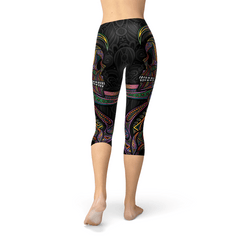 Womens Sugar Skull Capri Leggings - Wear and Wander