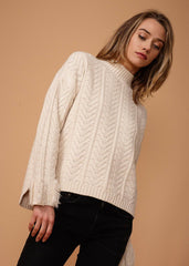 Women's Turtle Neck Fringe Sweater in Natural - Wear and Wander