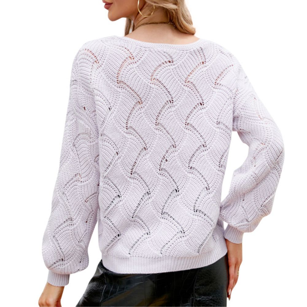 Womens V - Neck Open Knit Sweater - Wear and Wander