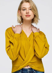 Women's V - Neck Wrap Front Sweatshirt - Wear and Wander