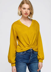 Women's V - Neck Wrap Front Sweatshirt - Wear and Wander