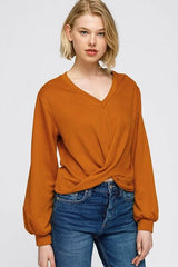 Women's V - Neck Wrap Front Sweatshirt - Wear and Wander