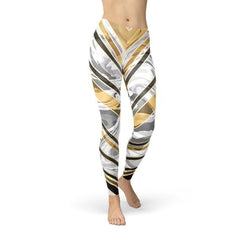 Womens White Marble w/ Black Gold Lines Leggings - Wear and Wander