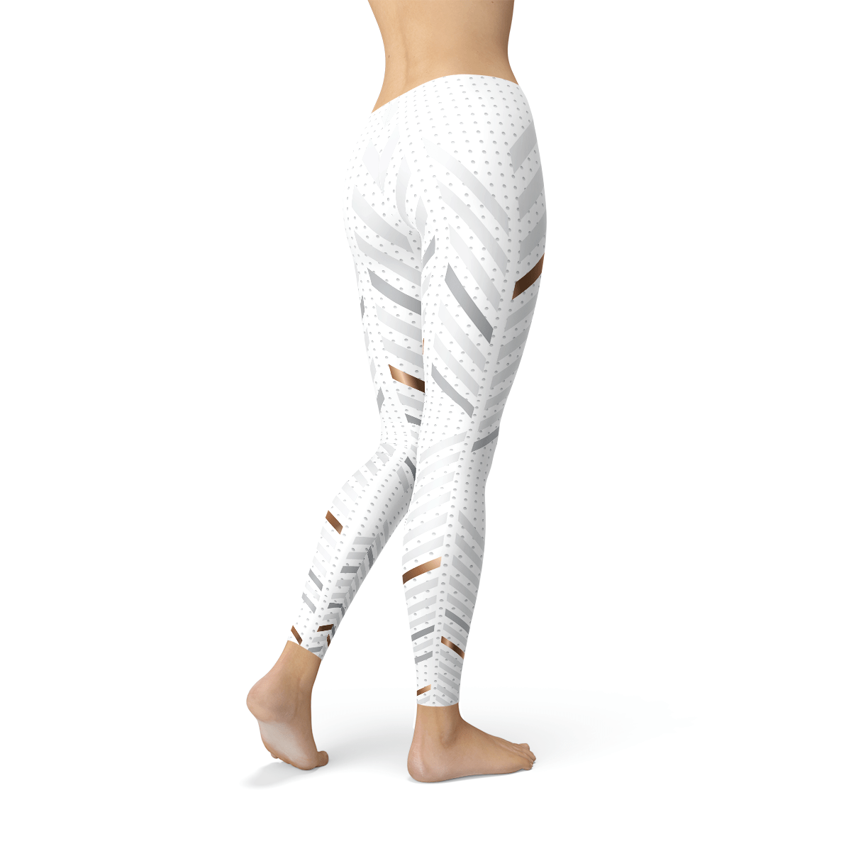 Womens White Stripes Leggings - Wear and Wander