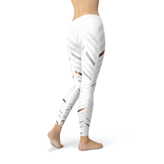 Womens White Stripes Leggings - Wear and Wander