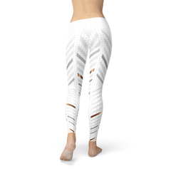 Womens White Stripes Leggings - Wear and Wander