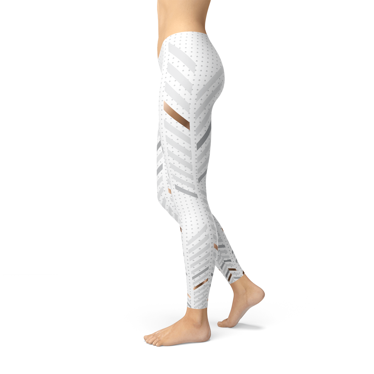 Womens White Stripes Leggings - Wear and Wander