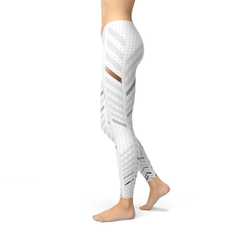 Womens White Stripes Leggings - Wear and Wander