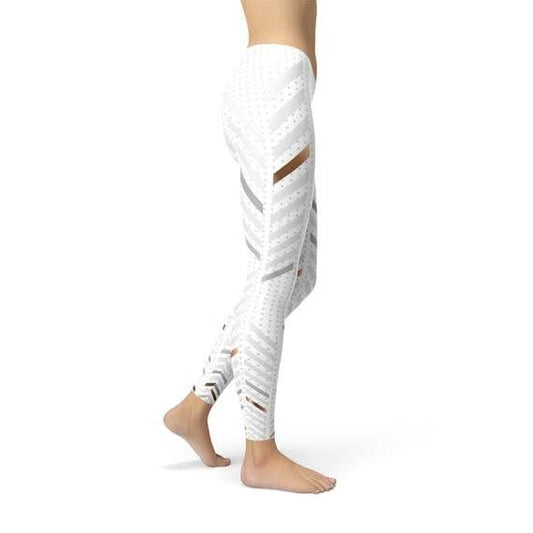 Womens White Stripes Leggings - Wear and Wander