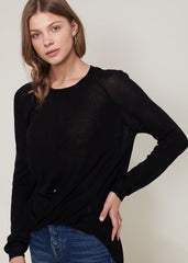 Women's Wrap Hem Sweater In Black - Wear and Wander