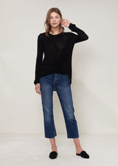 Women's Wrap Hem Sweater In Black - Wear and Wander