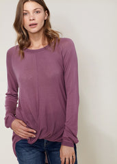 Women's Wrap Hem Sweater In Fig - Wear and Wander