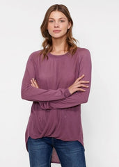 Women's Wrap Hem Sweater In Fig - Wear and Wander